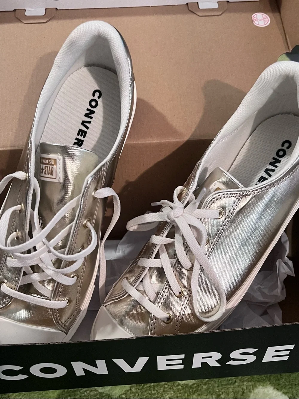 9 Converse Chuck Taylor Lucky Ox Women's gold Metallic Low Top Sneakers NEW BOX - Picture 5 of 10